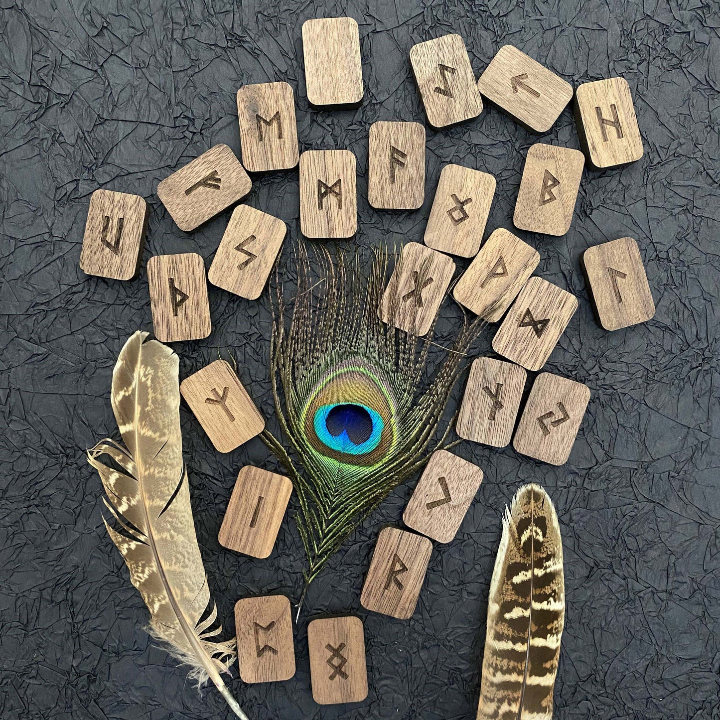 HemRitual Walnut Heritage Collection - 25pcs Nordic Symbol Set for Mindfulness