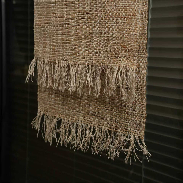 HemRitual Handwoven Natural Ramie Table Runner | Wabi-Sabi Zen Tea Mat & Table Decor