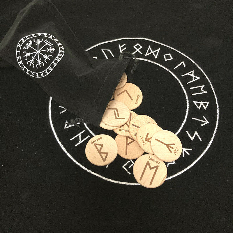 HemRitual 25pcs Beech Wood Symbol Set- Mindfulness & Meditation Decor
