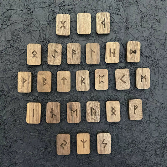 HemRitual Walnut Heritage Collection - 25pcs Nordic Symbol Set for Mindfulness