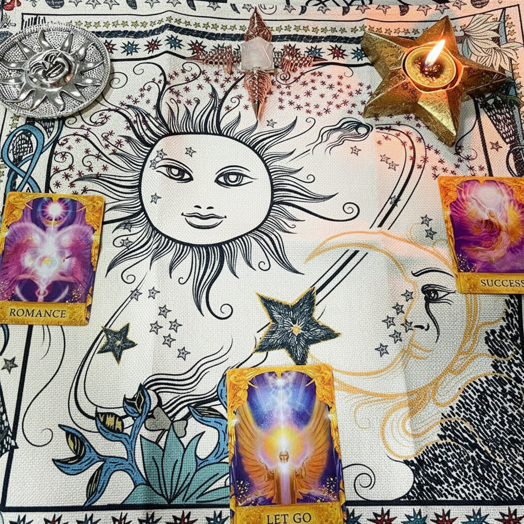 HemRitual Vintage Celestial Sun & Moon Art Cloth - 18" x 18" Natural Linen-Blend Decor