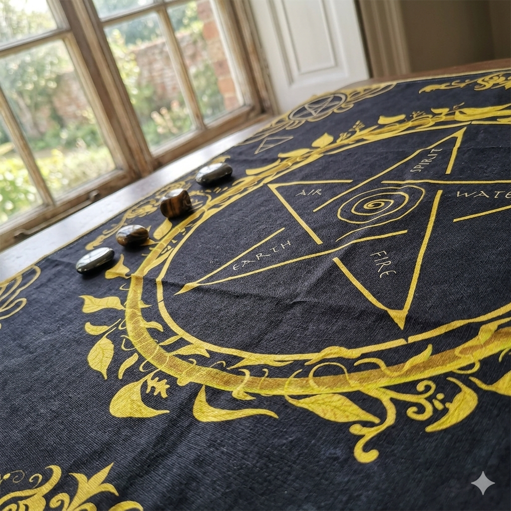 HemRitual Sacred Geometry Elemental Cloth - Premium Linen-Blend Meditation Mat